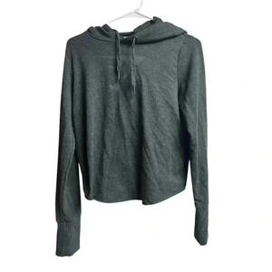 Gymshark Cropped Hoodie Sweatshirt Wrap Cross Back Size Small Dark Gray
